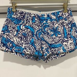 Lilly Pulitzer Blue and White Floral High Waist Shorts